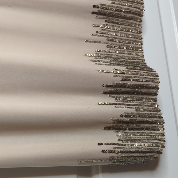 Parker 100% Silk Sleeveless Gold Sequin Fully Lined Mini Dress Nude L - Picture 5 of 15